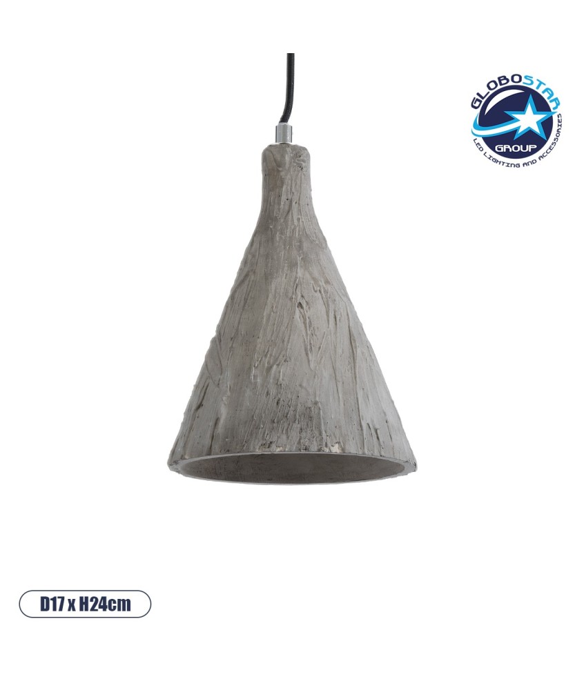 GLOBOSTAR® VOLCANO 01080 Μοντέρνο Κρεμαστό Φωτιστικό Οροφής με Ντουί 1 x E27 AC 220-240V IP20 - Γκρι - Μ17 x Π17 x Υ24cm